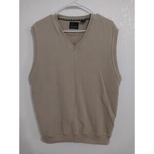 Greg Norman Mens Tan Golf Vest V-Neck Knit Pullover Size L